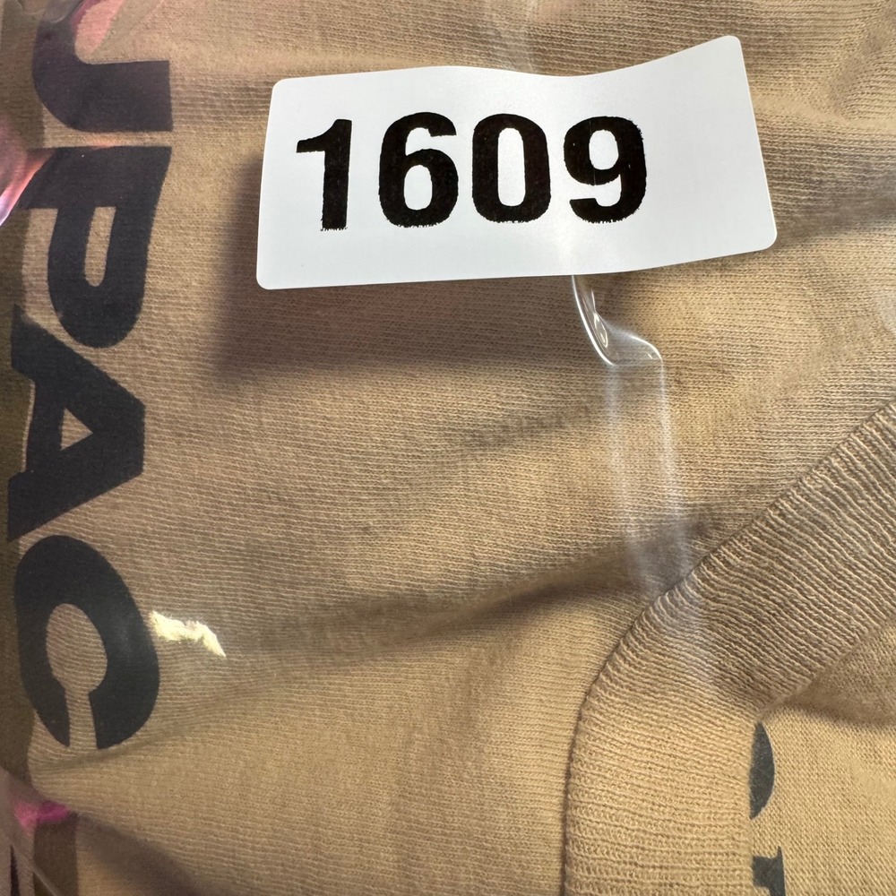2Pac Tupac Shakur T-Shirt Small Tan Beige Cotton Rap Tee - Picture 6 of 6